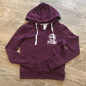 PINK VS HOODED QUARTER ZIP SWEATSHIRT